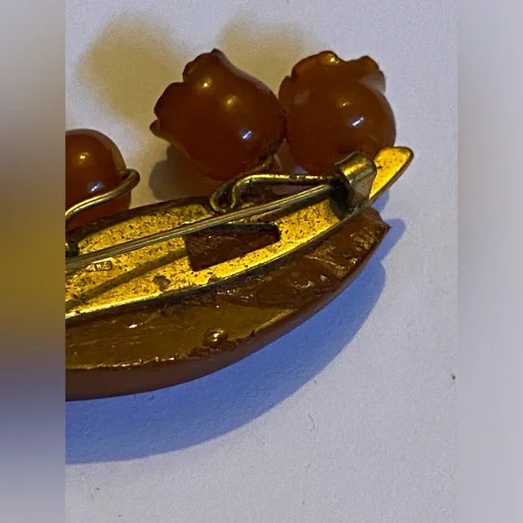 Vintage Amber Brooch USSR Lily of the Valley #9196 - Picture 5 of 13